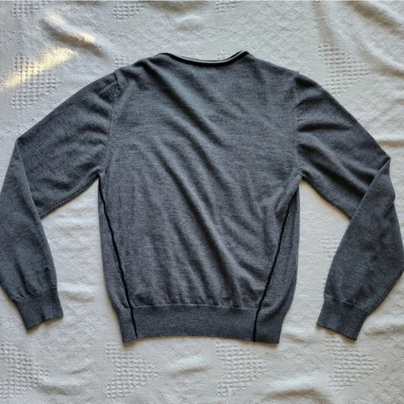 J.Lindeberg  Grey V- Neck wool Long-sleeved Sweater - Picture 6 of 13